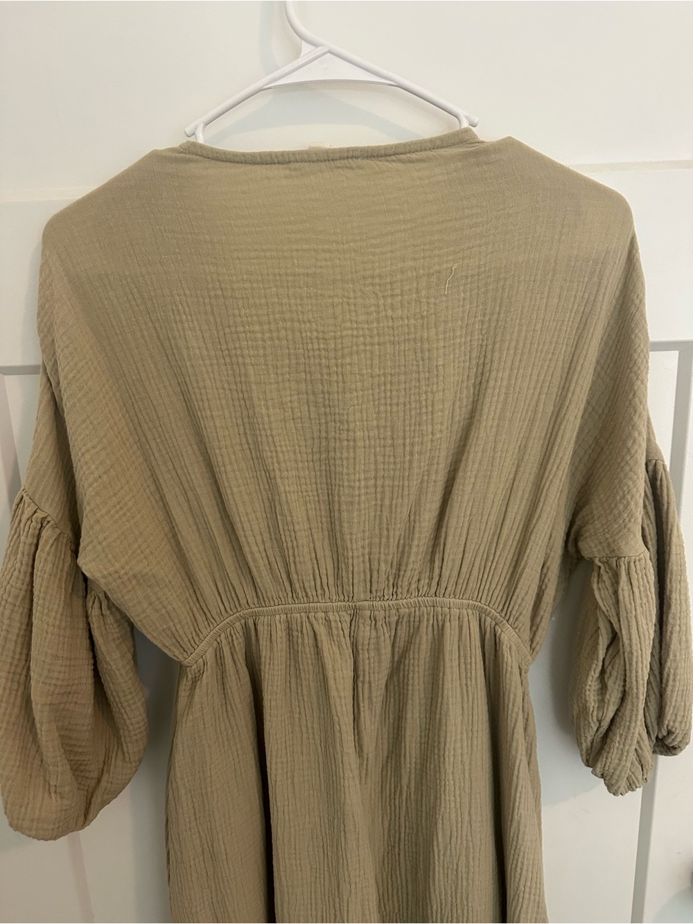 Worth Collective Gauze Tie-Front Midi Dress in Light Olive - Picture 6 of 6